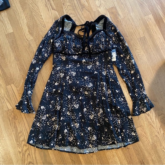 Free people black tess mini dress size small NWT - Picture 6 of 13